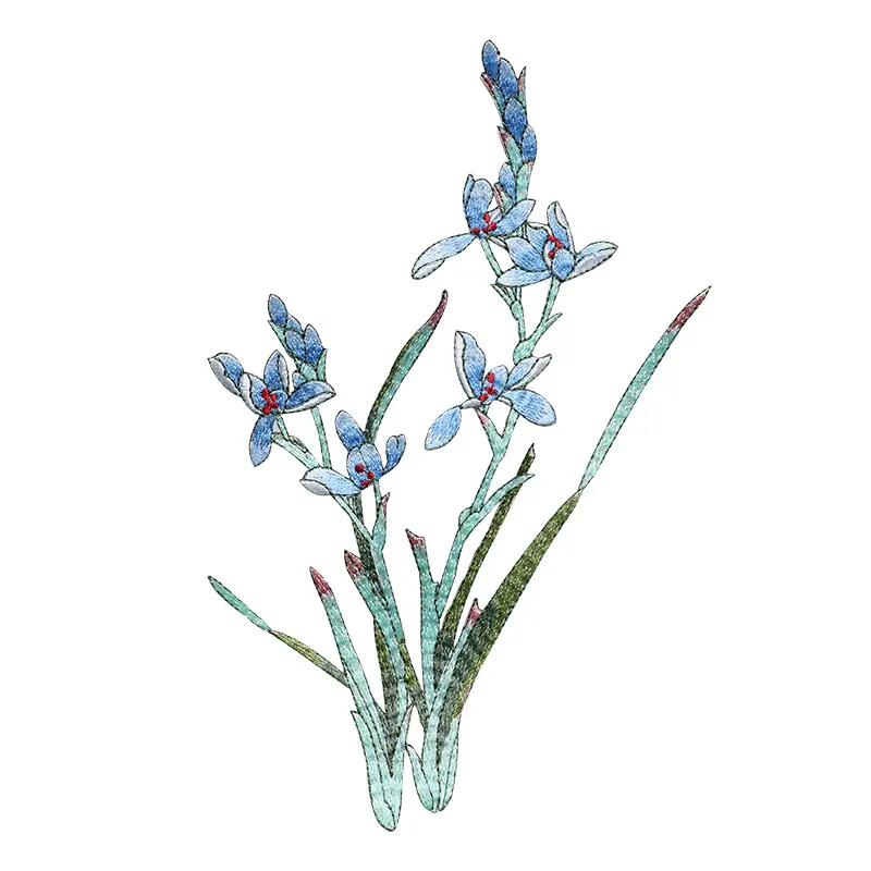 Elegante Orchideen-Patches Eisen-Typ Blume bestickte Aufkleber für Jacke, Kleidung, Taschen Dekoration, 1 Stück