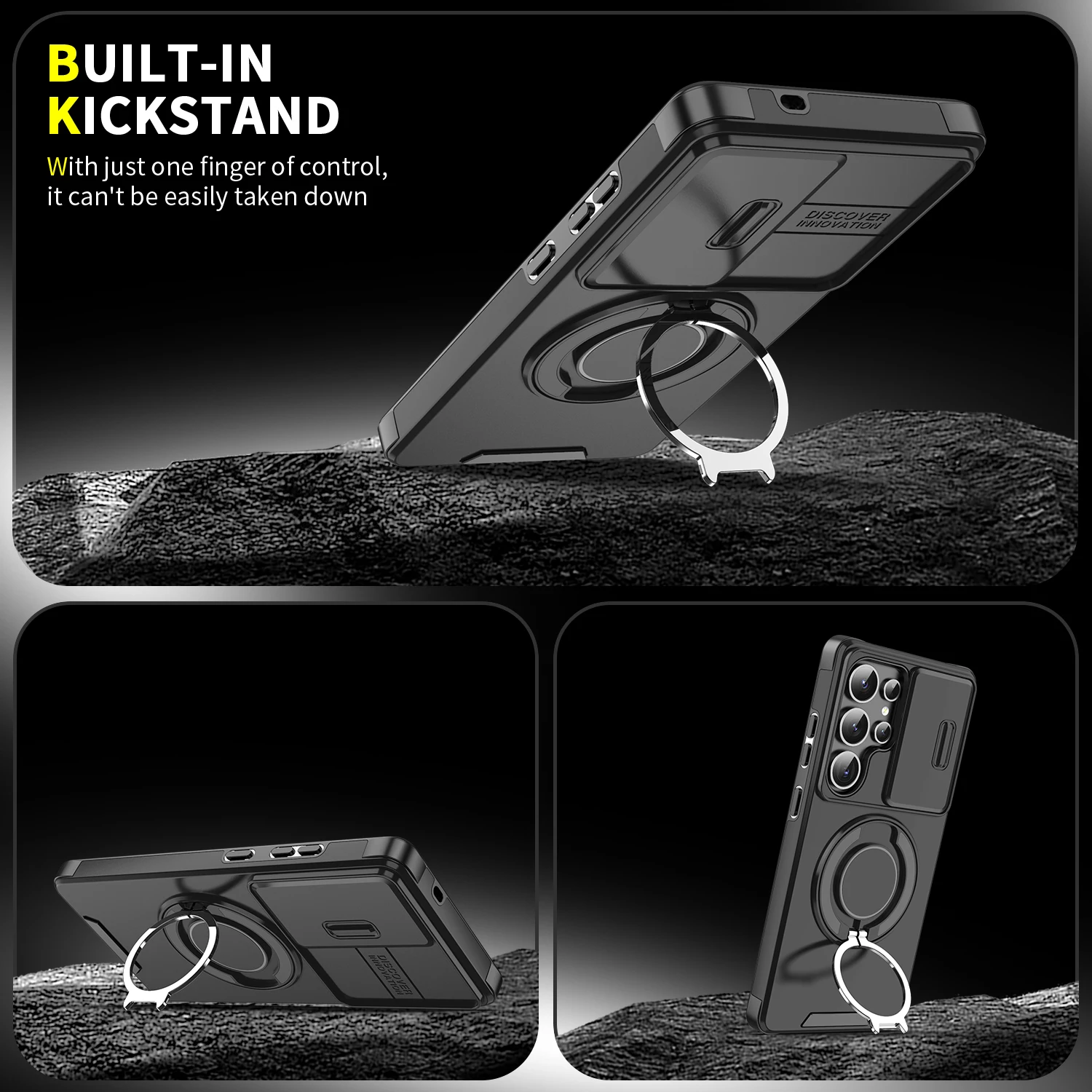 Fashion Metal Ring Kickstand Phone Case