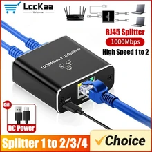 LccKaa 1000Mbps RJ45 스플리터 1대 2/3/4 어댑터 네트워크 스플리터 케이블 익스텐더 기가비트 LAN 커넥터 PC 노트북 TV 라우터용