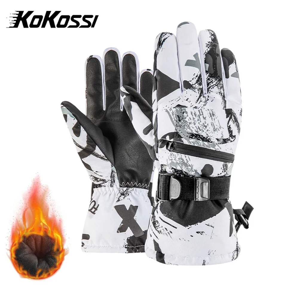 Thermal Ski Gloves KoKossi Thermal Ski Gloves Winter Outdoor Snowboard Waterproof Windproof Gloves Unisex Fleece Warm Snow Sports Riding