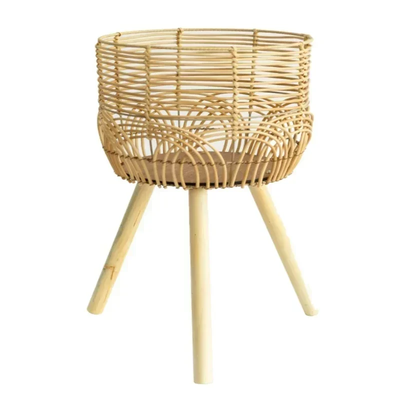 Imitation Rattan Flower Stand Nordic Weaving Shelves Indoor Practical Organizer Beautiful Flower Display Rack Plant