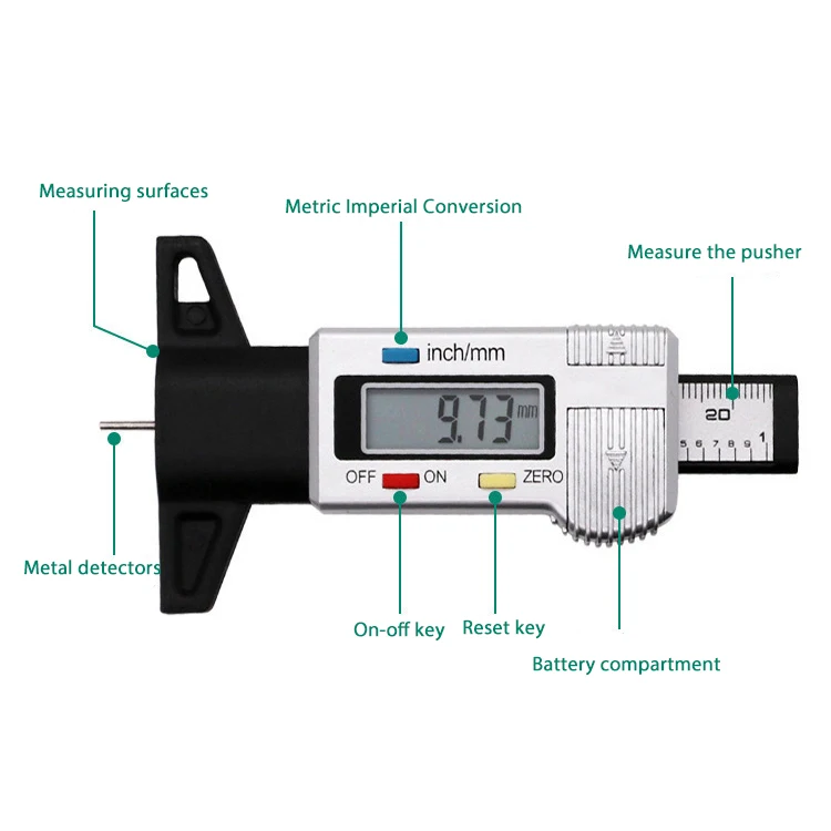 Description Picture 5 of itemDigital Car Tyre Tire Tread Depth Gauge Meter Measurer Tool Caliper Thickness Gauges Tread Brake Pad Shoe Tire Monitoring System