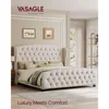 Bed Frame with Tall Headboard,Upholstered Platform Bed Frame King Size,with Wingback Tufted Headboard and Footboard,Wooden Slats 5