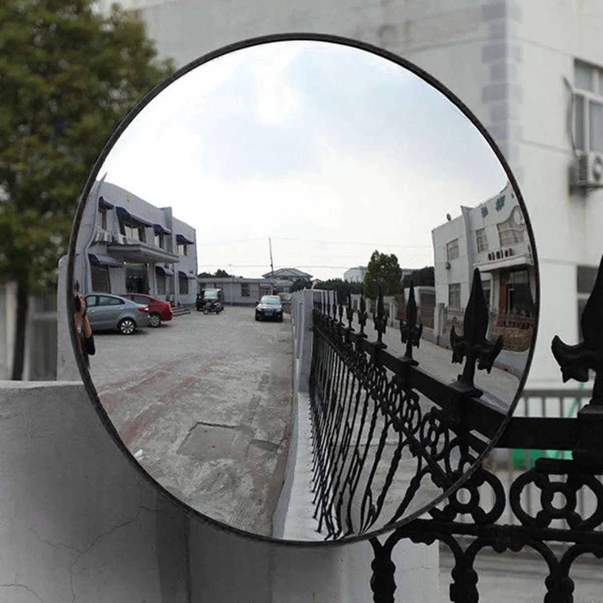 30cm Weitwinkel Sicherheit Straßenspiegel Gebogener konvexer Spiegel  (schwarz)