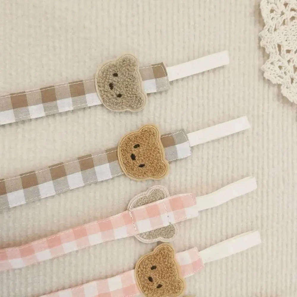 Cute Embroidery Baby Cloth Pacifier Chain Lattice Adjustable Soother Holder Bear Teether Toys Straps Nipple Holder Clips Toddler