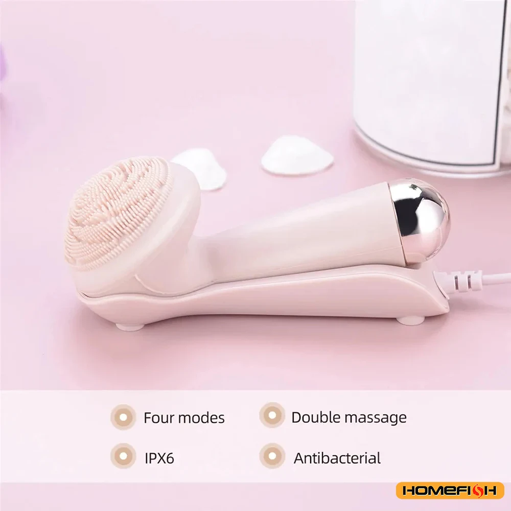 Rechargeable Electric Silicone Facial Cleansing Brush Waterproof Vibration Massage Tool for Deep Pore Cleansing