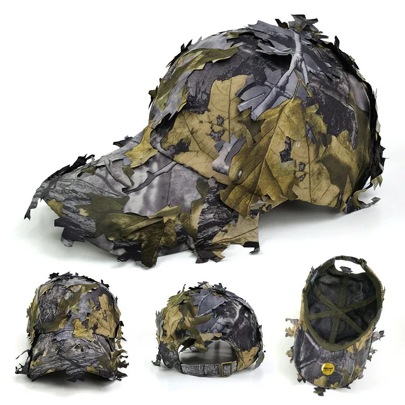 Lightweight 3D Maple Leaves Boinic Camouflage Hunting Fishing Hat Sun Protection Thin Breathable Anti-Sweat Outdoor Sports Cap