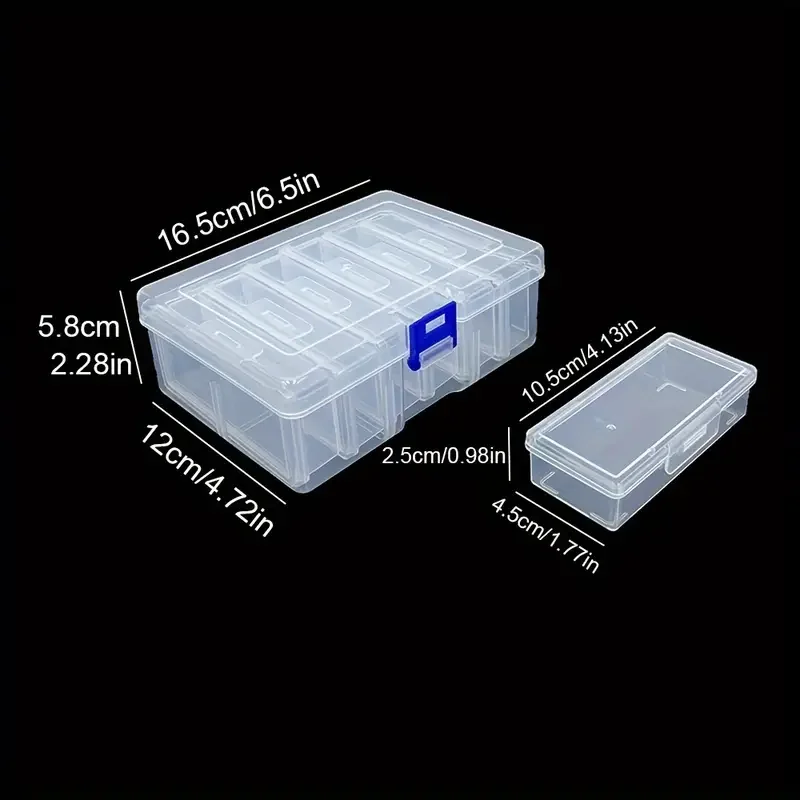 6pcs Sturdy Clear Plastic Storage Box Set-Durable Rectangular Craft Organizer Cases-Multi-Use Containers with Latch