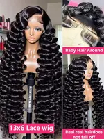 Perruques Lace Front 13x6 HD Loose Deep Wave en Cheveux Humains, Noir Naturel, Cheveux Humains Brésiliens, Perruque Frontale Water Deep Wave en Cheveux Humains 2