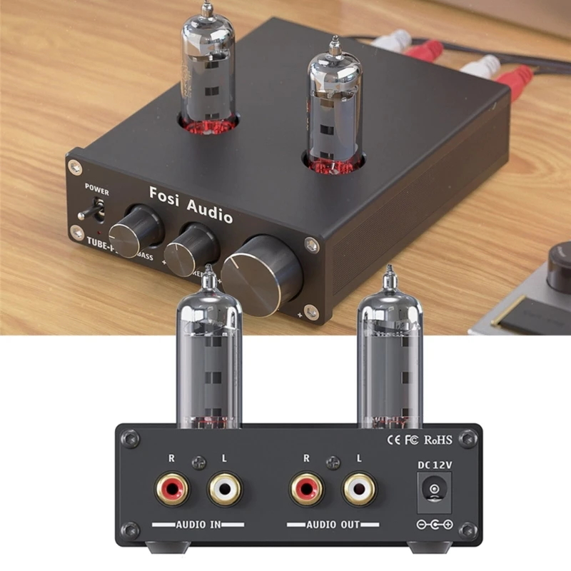 

P1 Tube Preamp Mini Stereo Buffers Preamp 6K4 Valves & Vacuum Preamp with Trebles & Bass Control for Home Cinemas System H7EC