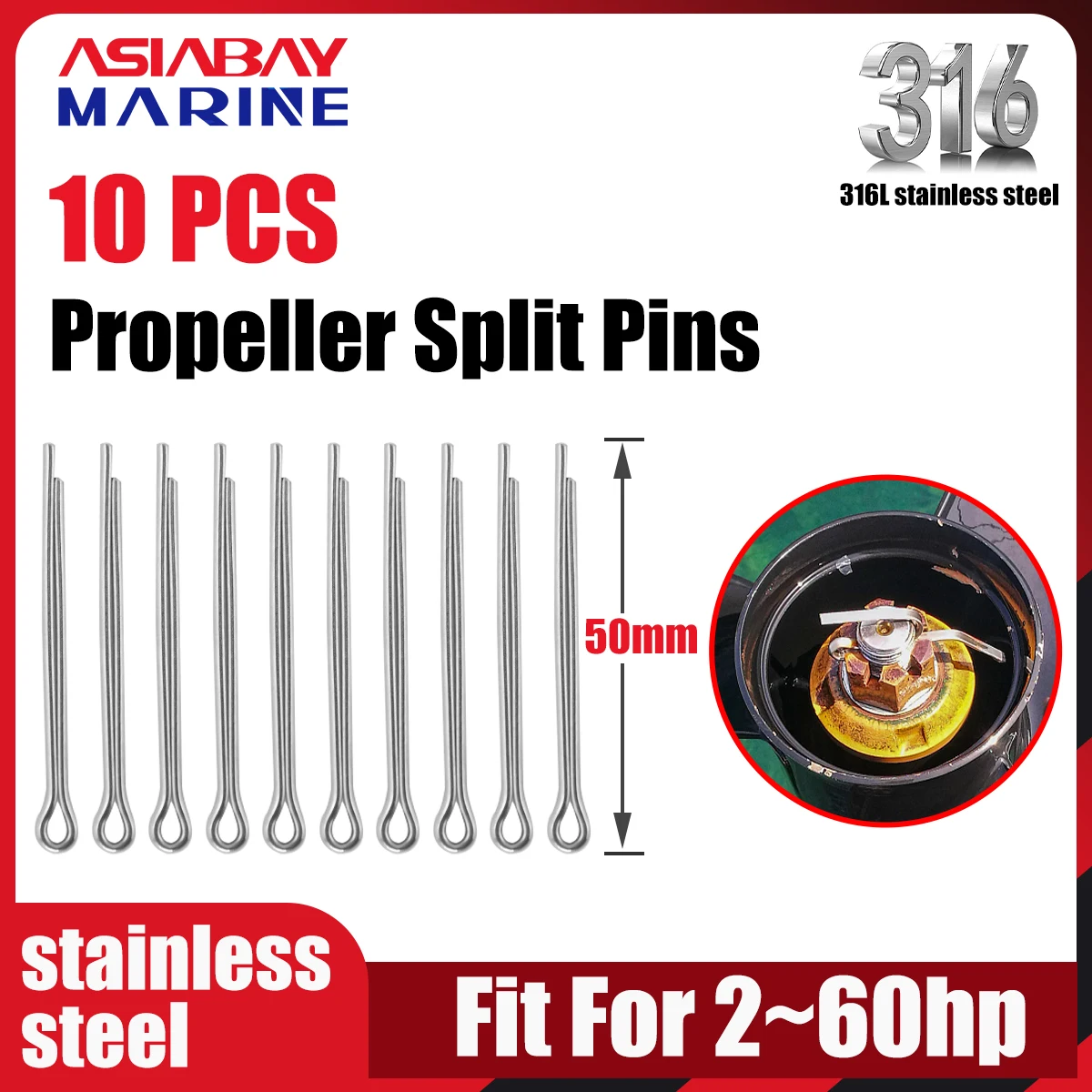 10 pièces Hélice Goupilles Fendues 3*40mm 316L En Acier Inoxydable Pour  Yamaha Honda Mercure Suzuki Tohatsu Moteur Hélice Broches - AliExpress