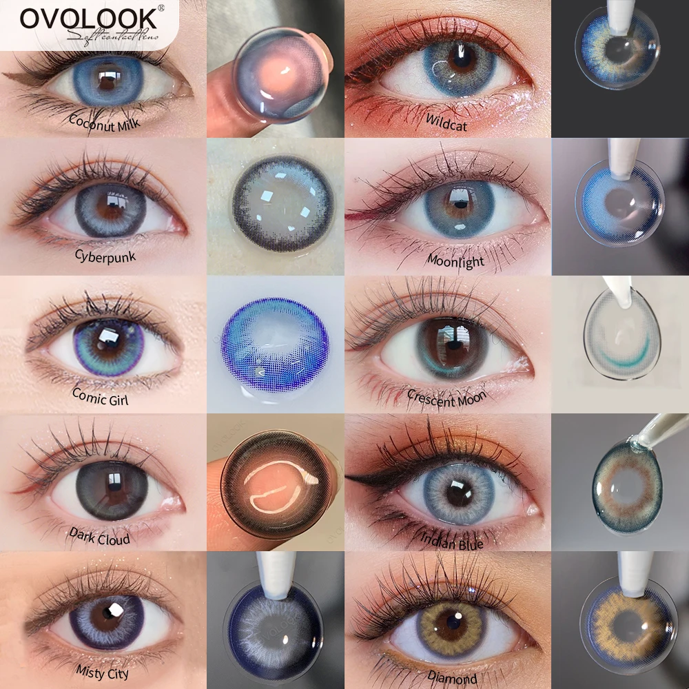 

OVOLOOK-(2PCS)1 Pair Lenses Eye Color Contact Lenses with Diopter 10 Colors Comestic Natural Beauty Pupils Free Ship Yealy Use