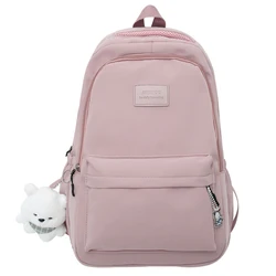 Stylish Unisex High - Capacity Waterproof Backpack - Trendy Laptop Travel Bag (Pink with pendant)