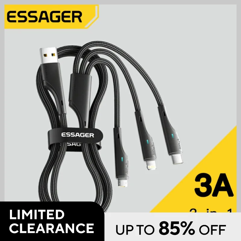 Kabel 3w1 Essager za $2.21 / ~9zł - LowcyChin.pl