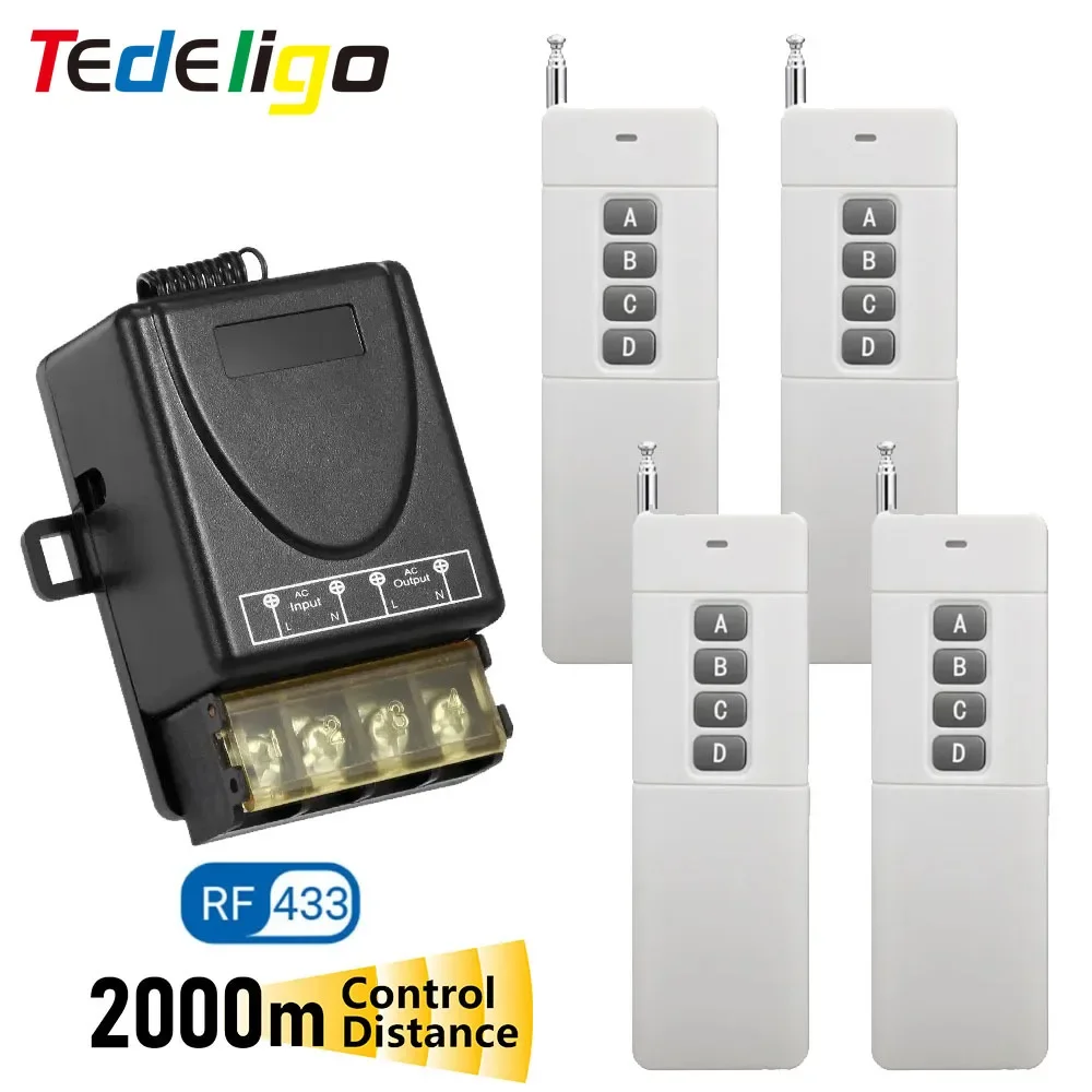 Interruptor de Controle Remoto para Bomba de Água Aquecedor Luz Relé de Alta Potência Receptor Longo Alcance 433mhz 2000m 110v 220v 240v 30a