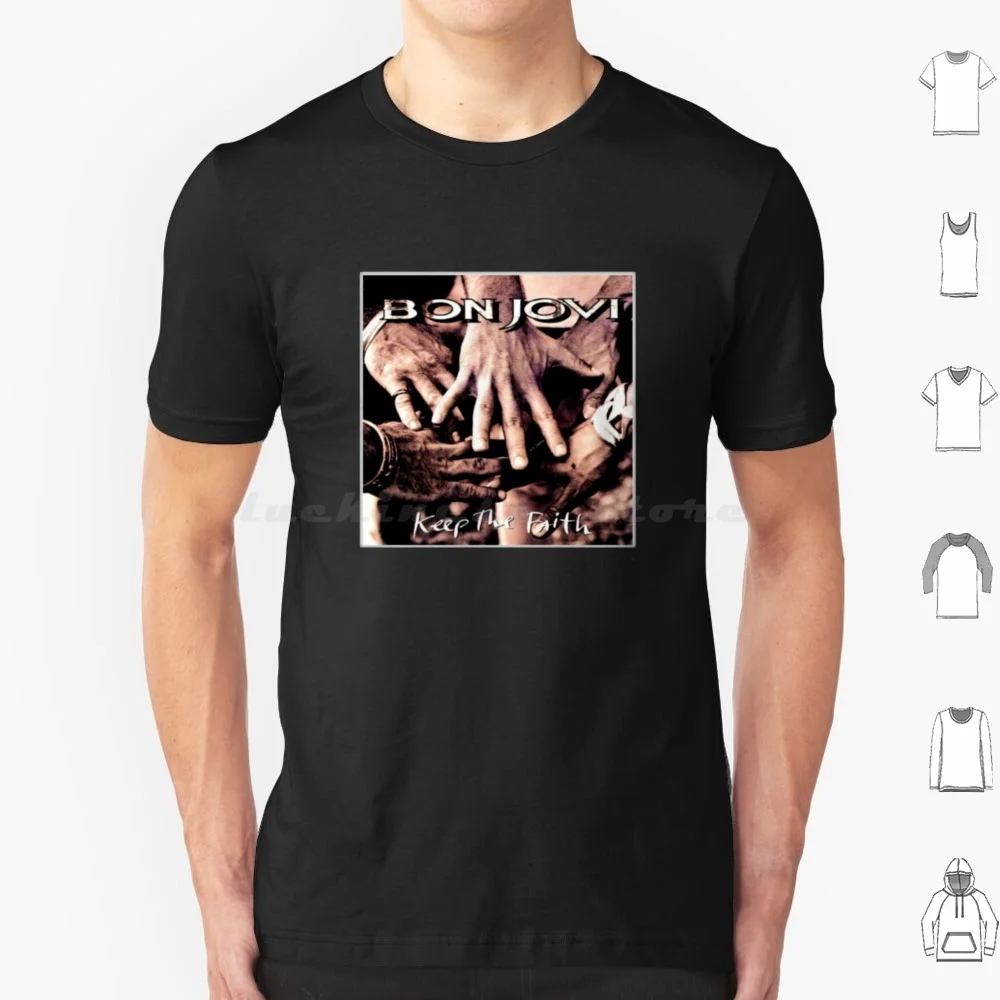 Jk.8Bucket , , , Jovi , , Anniversary , T Shirt Big Size 100% Cotone Flowerbucket Jon Music Band 80S Jovi Bon Logo Chitarra In Metallo