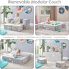 Kids Play Couch, Glow in The Dark Star Patterns Toddler Modular Sofa, Convertible Baby Fold Out Play Foam and Floor Cushion 3
