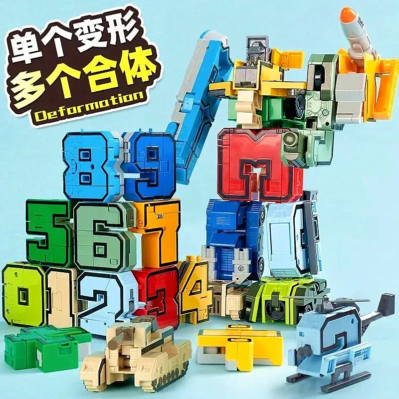 Digital Robot Transformation Children's Toys Autobots Alphabet Combination Diamond Block Assembly Boys Toys Gifts