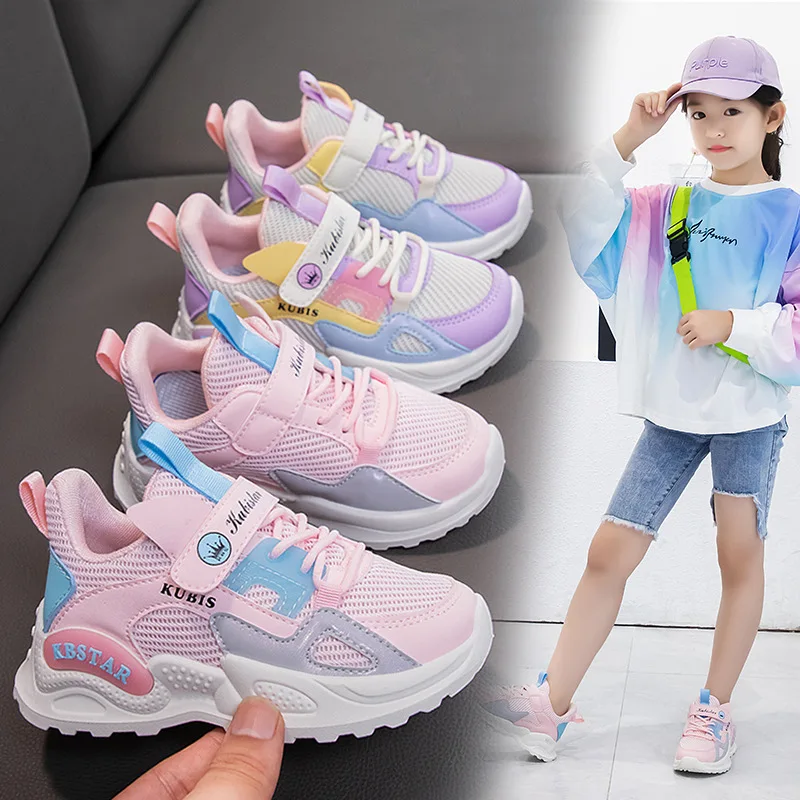 2024 kinder Turnschuhe Mädchen Schule Casual Outdoor Atmungsaktive Laufschuhe Licht Weiche Tenis Rosa Nicht-slip Kinder Schuhe_voghion.com