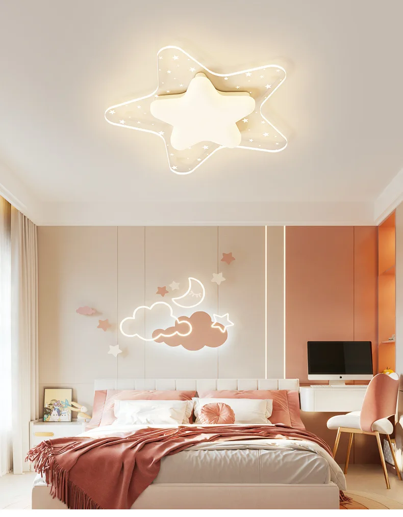 Description Picture 2 of itemFull Spectrum Eye Protection Cream Ceiling Light Led Bedroom Light Home Boys Girls Children Room Light