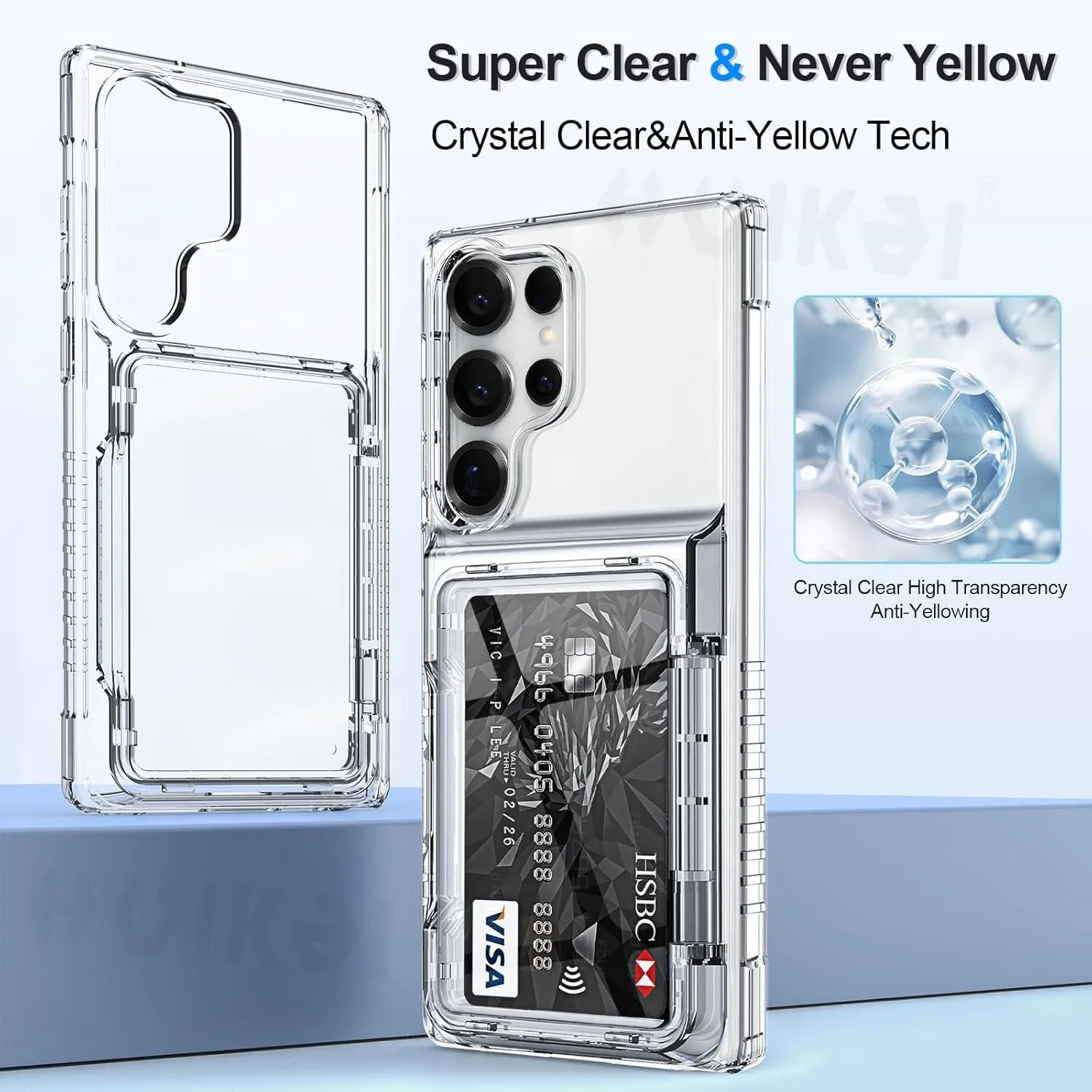 Slim Hard Protective Wallet Card Case with Slide Slot and Heavy Duty Cover