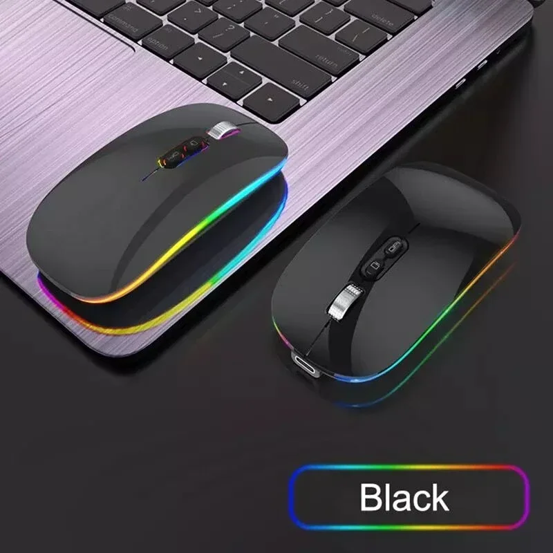 Wireless Mouse Dual Mode 2.4G Bluetooth One-Click Desktop Function Type-C Rechargeable Silent Backlight for Laptop PC