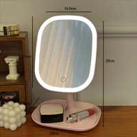 LED vanity mirror intelligent adjustable three-color light vanity mirror desktop fill light mirror one touch charging model 1