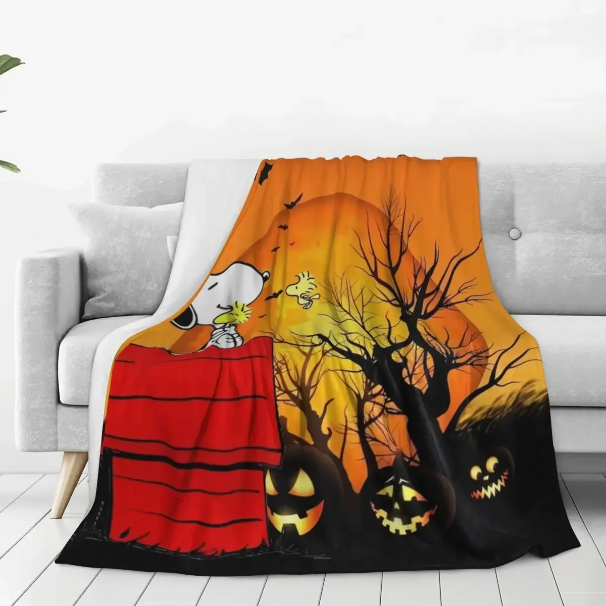 Halloween Halloween Snoopy Soft Warm Blanket Miniso Picnic Plush Throw Blanket Couch Chair Flannel Bedspread Sofa Bed Cover 3