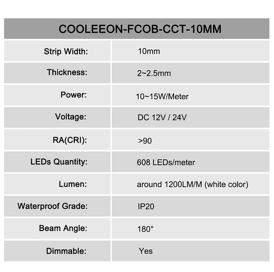 Description Picture 3 of itemTuya Zigbee WiFi CCT COB LED Strip Light Kit 5mm 10mm 2700-6500K Dimmable Bicolor LED Flexible Tape Support Alexa Smart Life