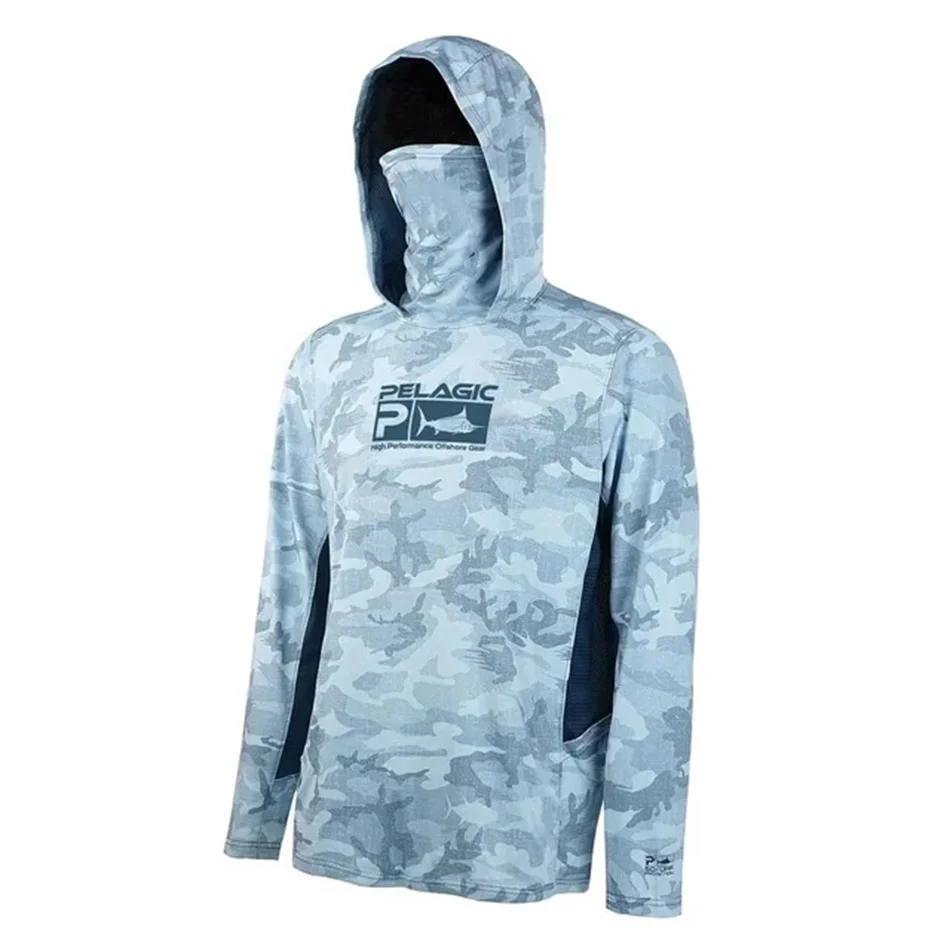 

Pelagic Fishing Shirts Sun Protection Hoodie Mask All-in-one Fishing Clothing Ropa Pesca Hunting Camping Angling T-shirt Upf 50+