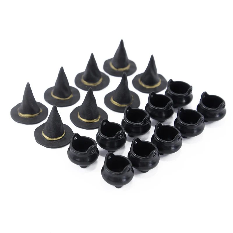 10/20pc Mini Harz Halloween Hexen hut Süßigkeiten Eimer Topf Miniatur Halloween Ornamente Dekor Süßes oder Saures Geschenke Goodie Füller – Detail 2