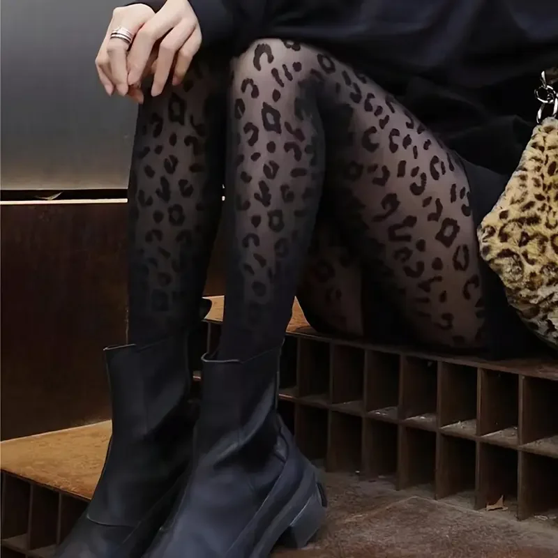 Neue sexy schwarze Strumpfhosen mit Leopardenmuster für Damen, Strumpfhosen für Nachtclubs, Partygeschenk – Detail 9