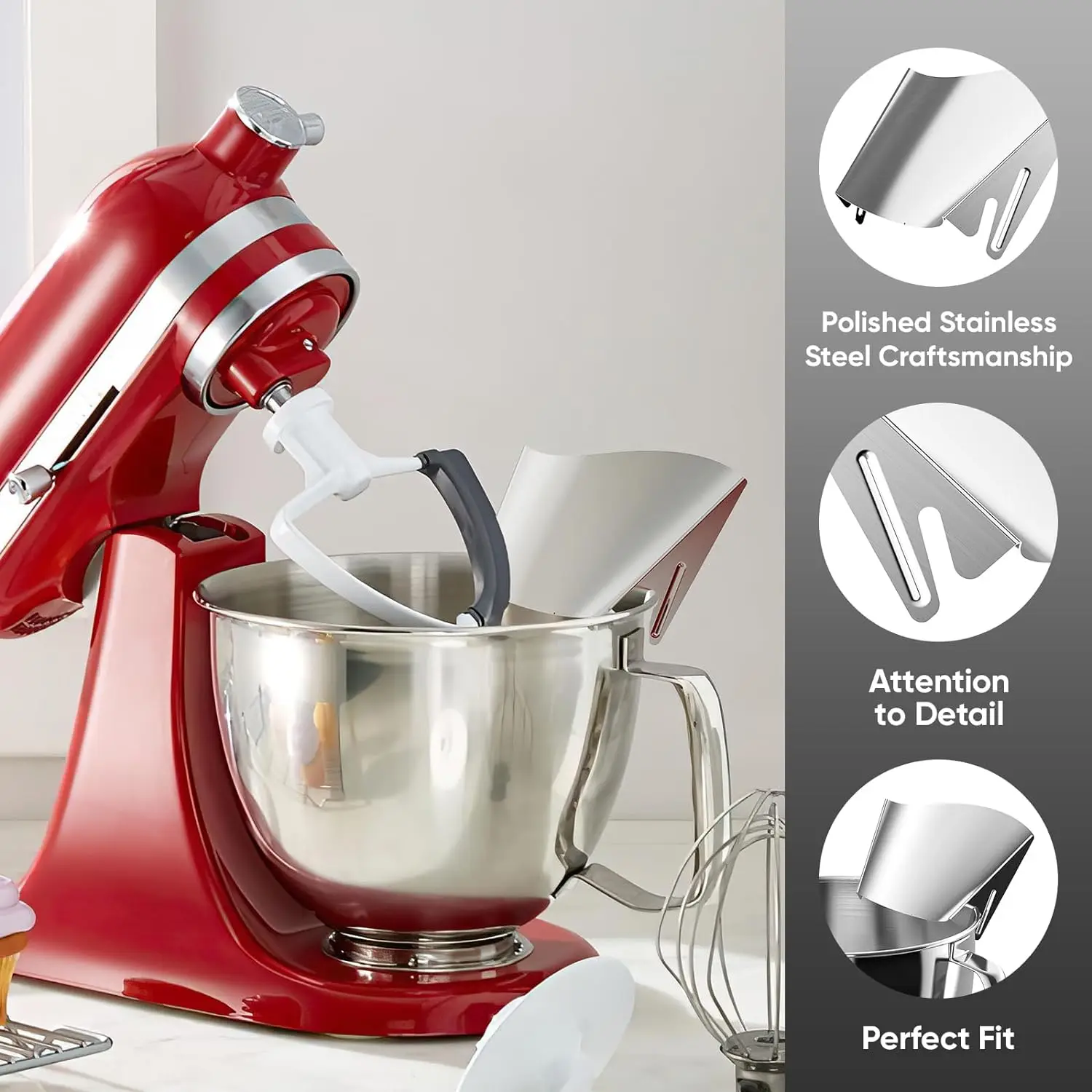 Pouring Chute for KitchenAid Stand Mixer Stainless Steel Bowl, Premium  Stainless Steel for Kitchen Aid Accessories and Attachmen