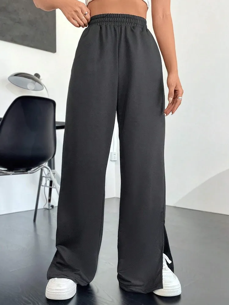 

European and American New Autumn and Winter Women's Fashion Casual Elastic Waist Wide Leg Straight Sleeve Guard Pants