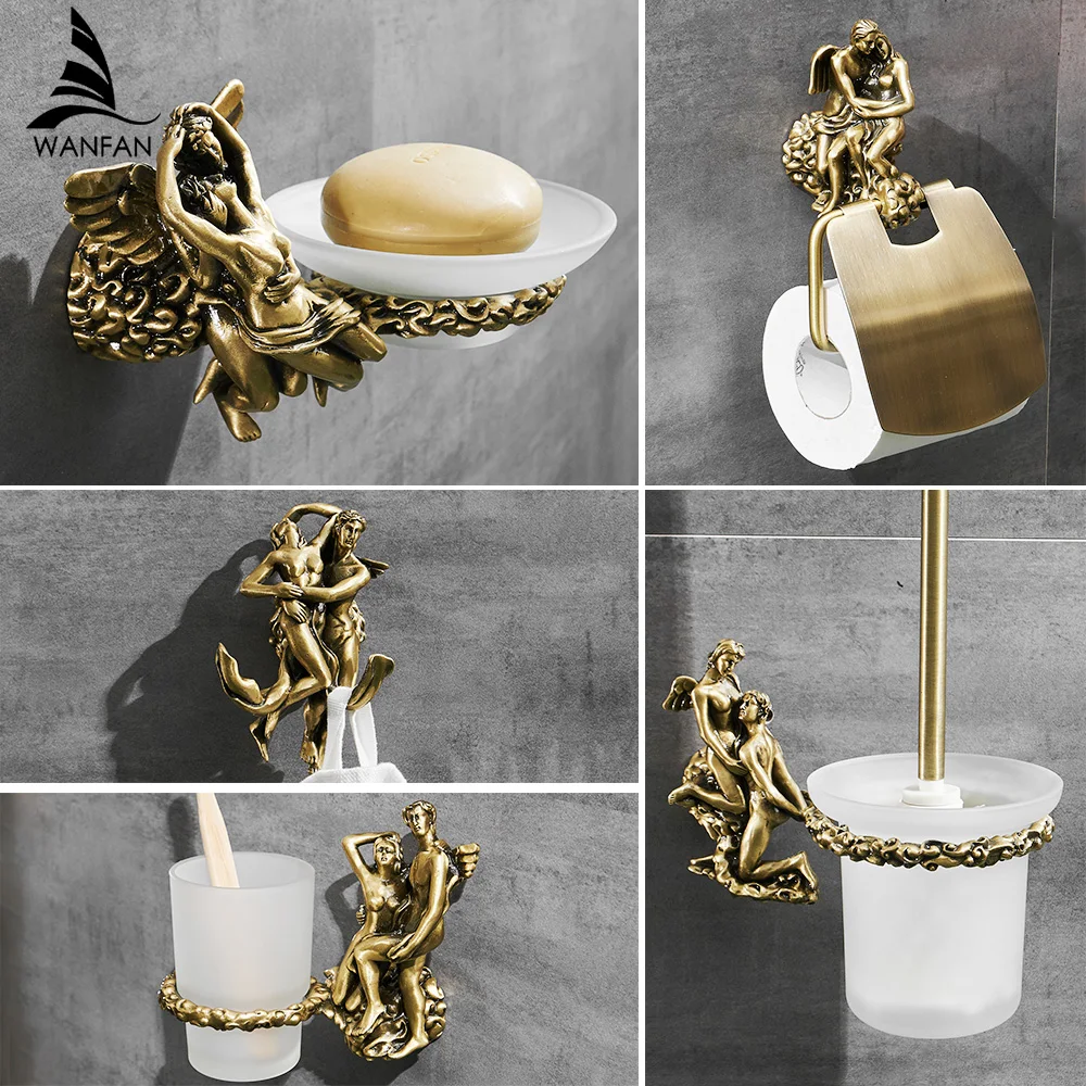Wall Mount Romantic Bathroom Shower Hardware Accessories Set,Towel Ring and Robe Hook,Toilet Paper Holder Towel Bar MB-0810B