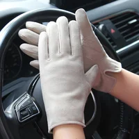 Women Gloves Touchscreen Autumn Winter Thermal Plushed Lining Thicken High Quality Sheepskin Suede Driving Gloves Female L218