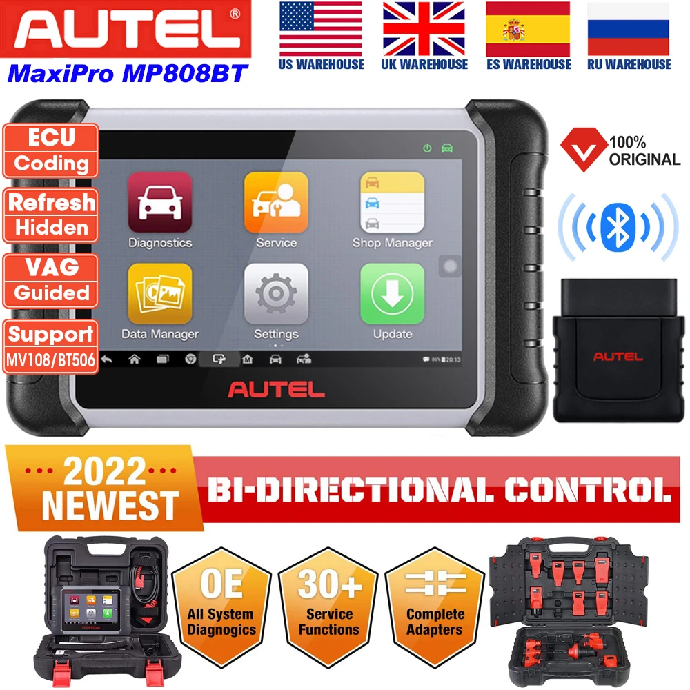 portable car battery charger Autel MaxiPRO MP808BT Automotive Diagnostic Scan Tool OBD2 Scanner,ECU Coding,30+Services All Systems Diagnostics PK MP808 MS906 auto battery charger