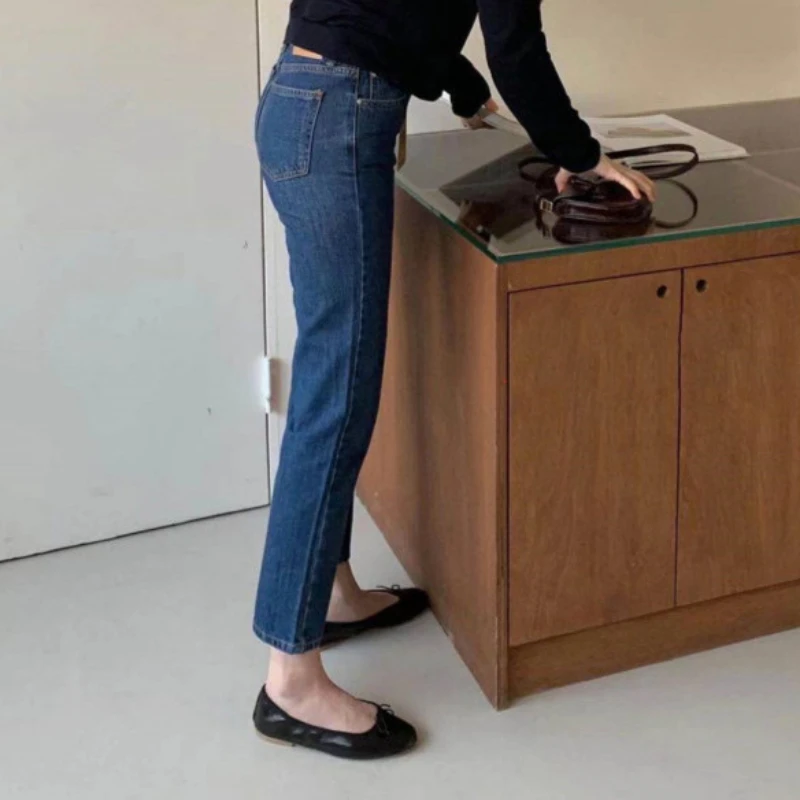 

Early Autumn New Style High Waist Straight Jeans Women Ninth Pants
