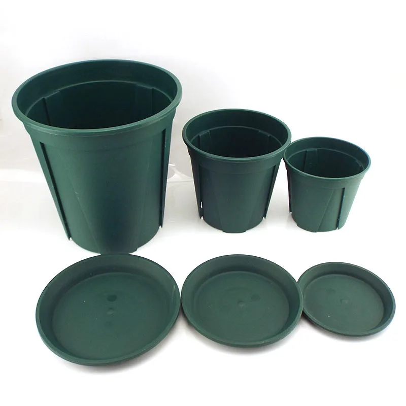 Set of 5 Plastic Garden Planter Pots with Tray