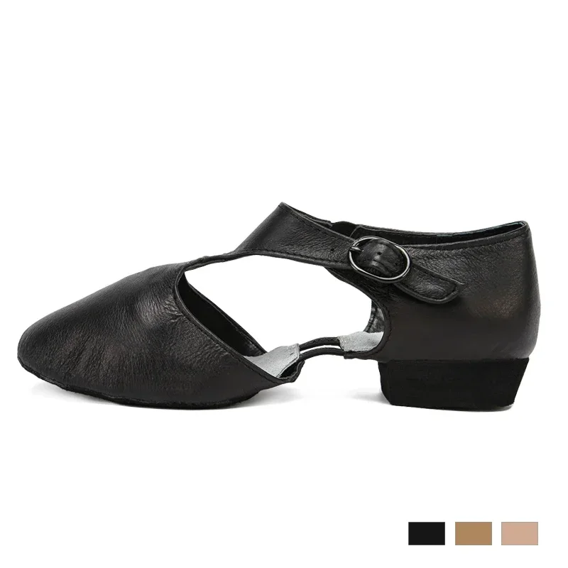 Western Dance Shoes Genuine Leather Stretch Ballet Dance Shoe for Women Jazz Dancing Teachers's Sports Sandal Ceroc Dance Shoes 2