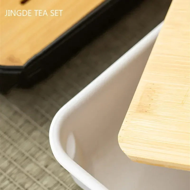 Chinese Natural Bamboo Tray Drainage Water Storage Tea Tray Traditional Tea Set Trays Decorative Household Drawer Tea Board