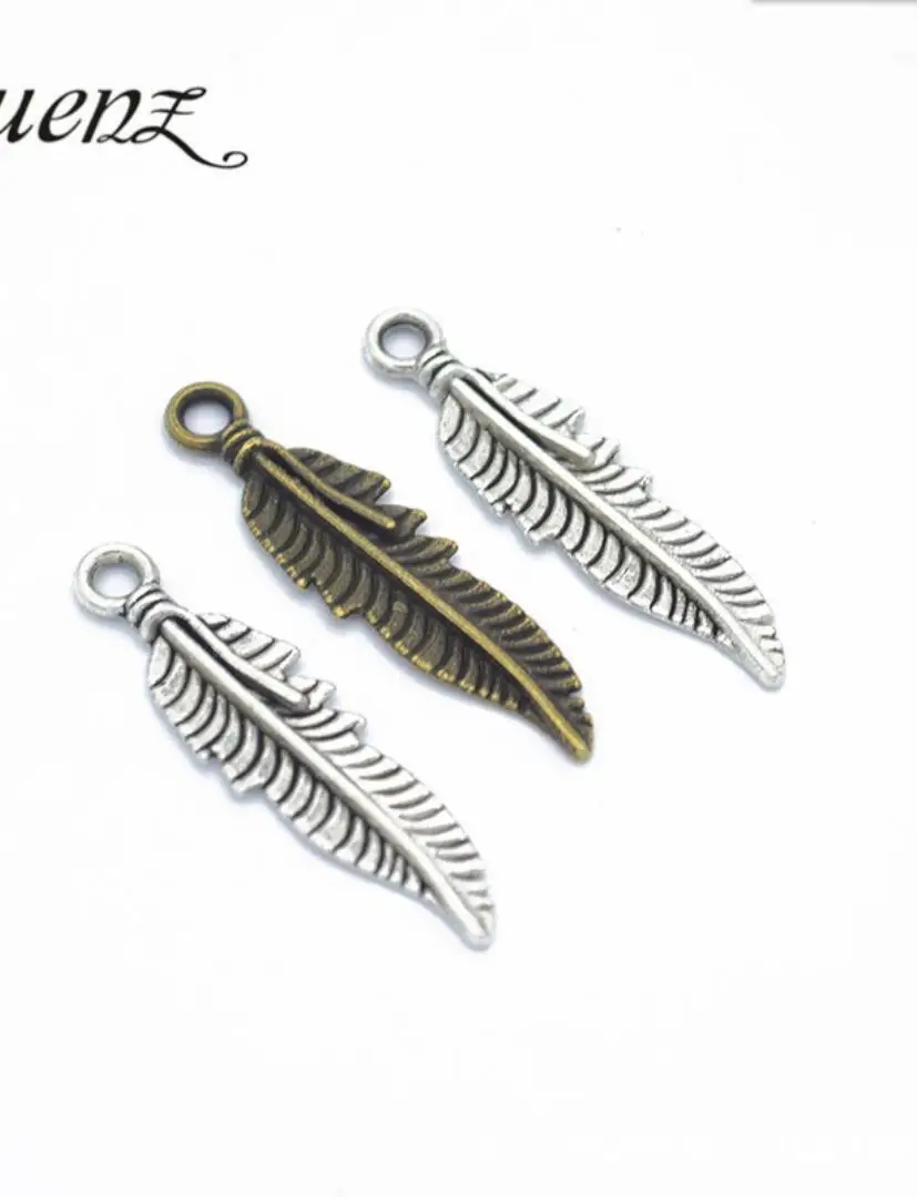 70pcs 37*9mm Antique Zinc Alloy Feathers Charms Diy Jewelry Findings Jewelry Accessories wholesale F0431