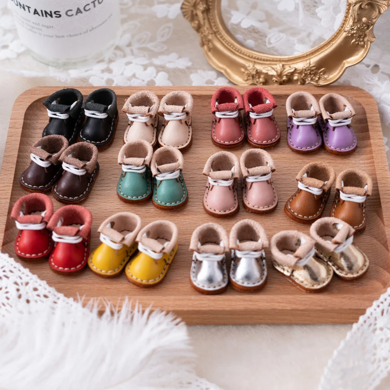 Blythe Doll Shoes Flipped Over Leather Shoes OB22 Shoes Small Cloth UFDOLL Mini Body OB24 Handmade Cowhide Shoes