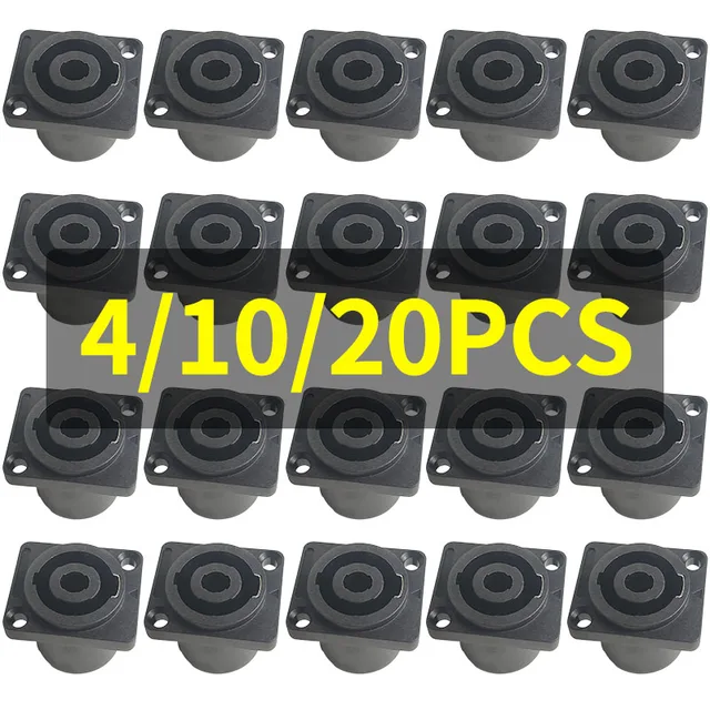 4/10/20pcs 4-Pin Neutrik Style Panel Socket - Compact Locking Connector for Power Amplifier Stage Rack NL4MP 1