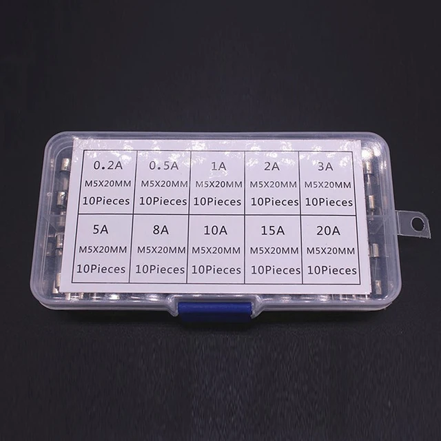 100/72pcs Car Fast-blow Glass Fuses Car Glass Tube Fuses 0.2-20A 0.5-30A Assorted Kit for Car Light Inflator vacuum Cleaner 2