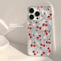 Dark Cherry Feather Laser Fruit Print Phone Case Cover - Redmi Note 14 Pro+ 5G (India) (BA - P0480)