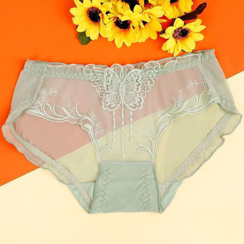 

Women Sexy Lace Brief Thin Sheer Panties Ultra-thin See-through Underwear Floral Embroidery Lingerie Hip Lift Erotic Knicker