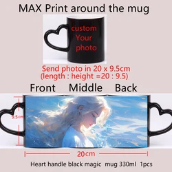 Custom Heat - Activated Color Changing Mug - Personalized Photo or Text Gift - 301 - 400ml (Heart black MAX)