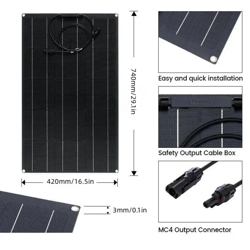 2000w1500w1000w500w Super Power Solar Panel Suitable For RV Boat Car Household Camping 18V 36V Battery Charger Solar Panel Kits