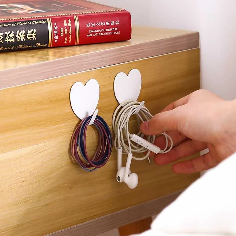 Heart Shaped Wall Hooks Iron Pink Decorative Hook Room Key Hanger Self Adhesive Coat Hat Hanger Wedding Home Decoration 5